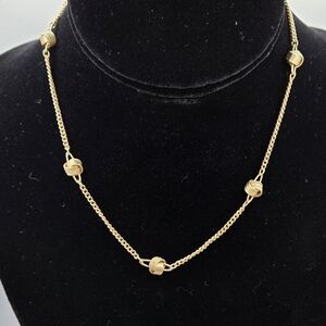 Avon Necklace Gold Tone Knotted Chain Choker or Kids Length 14" Spring Clasp